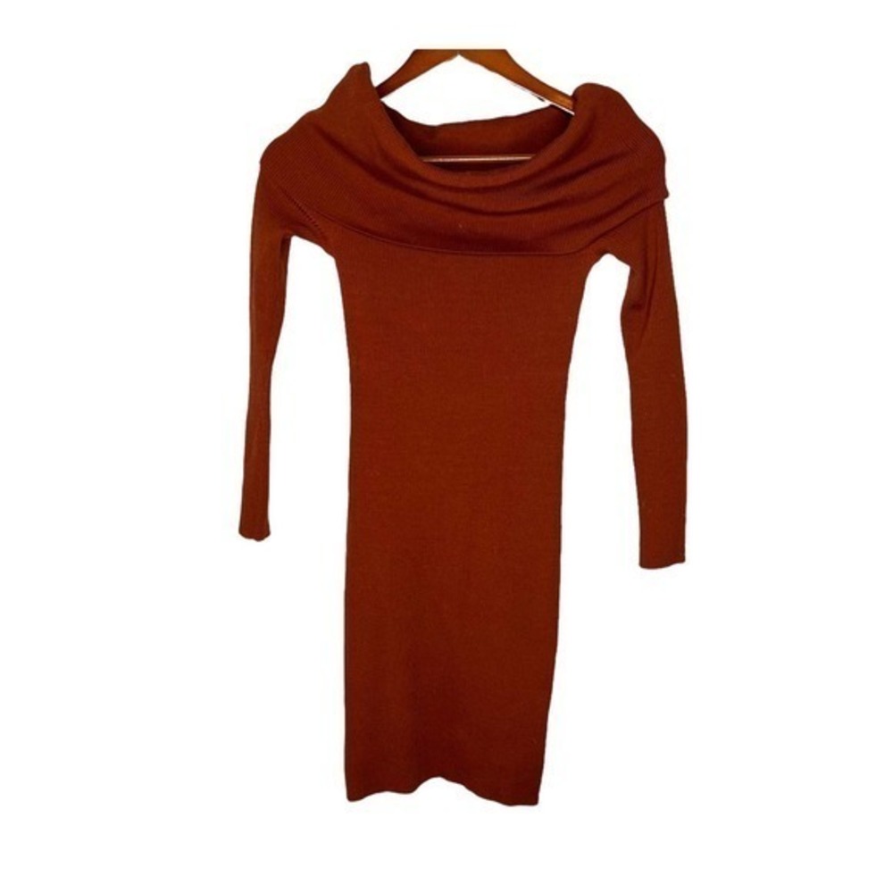 Wilfred Aritzia Off the Shoulder Burnt Orange Sweater Dress Womens Size XS Wool